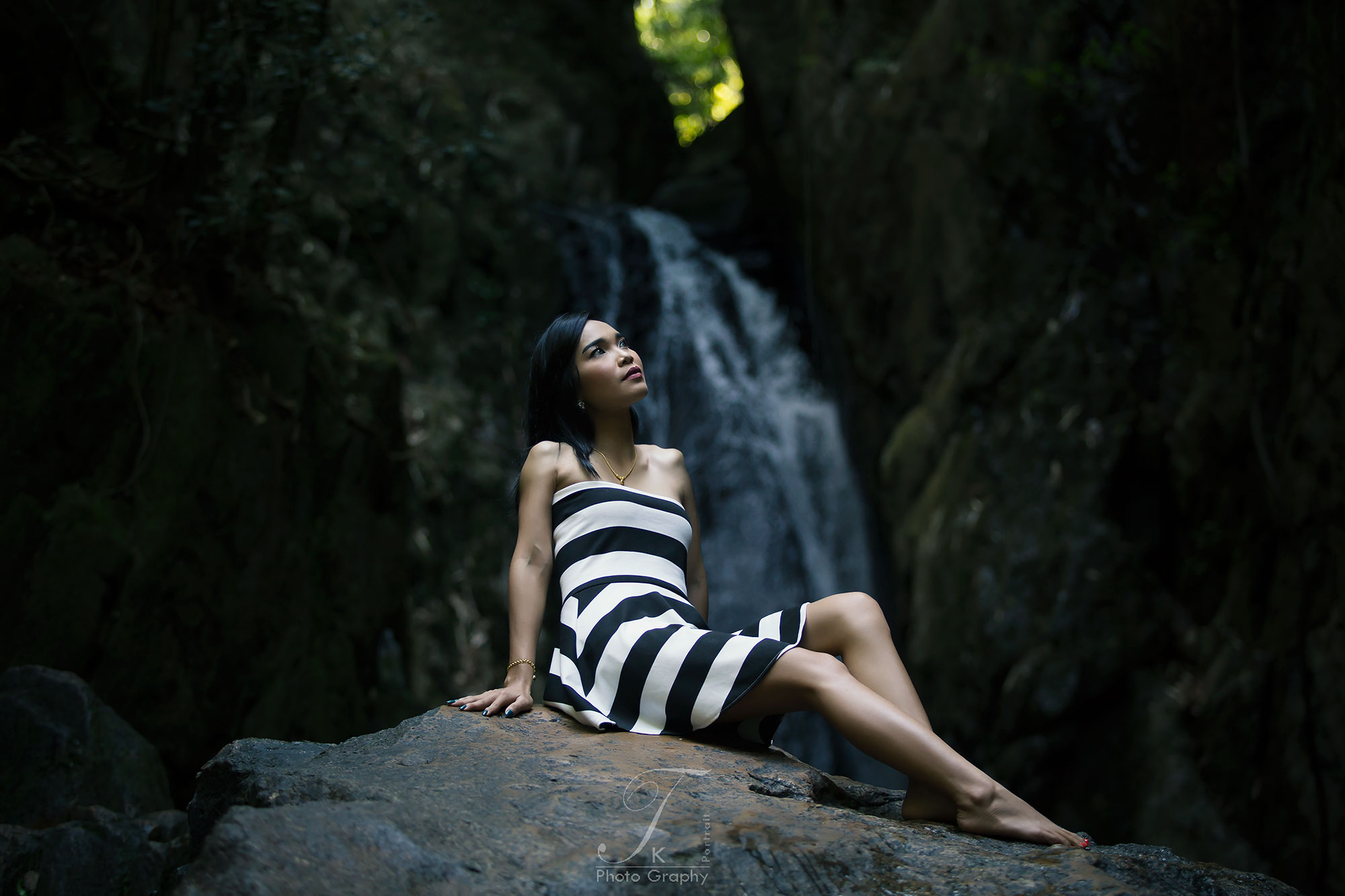 portrait at waterfall